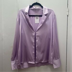 NWT Rumored Lilac blazer-style silk top